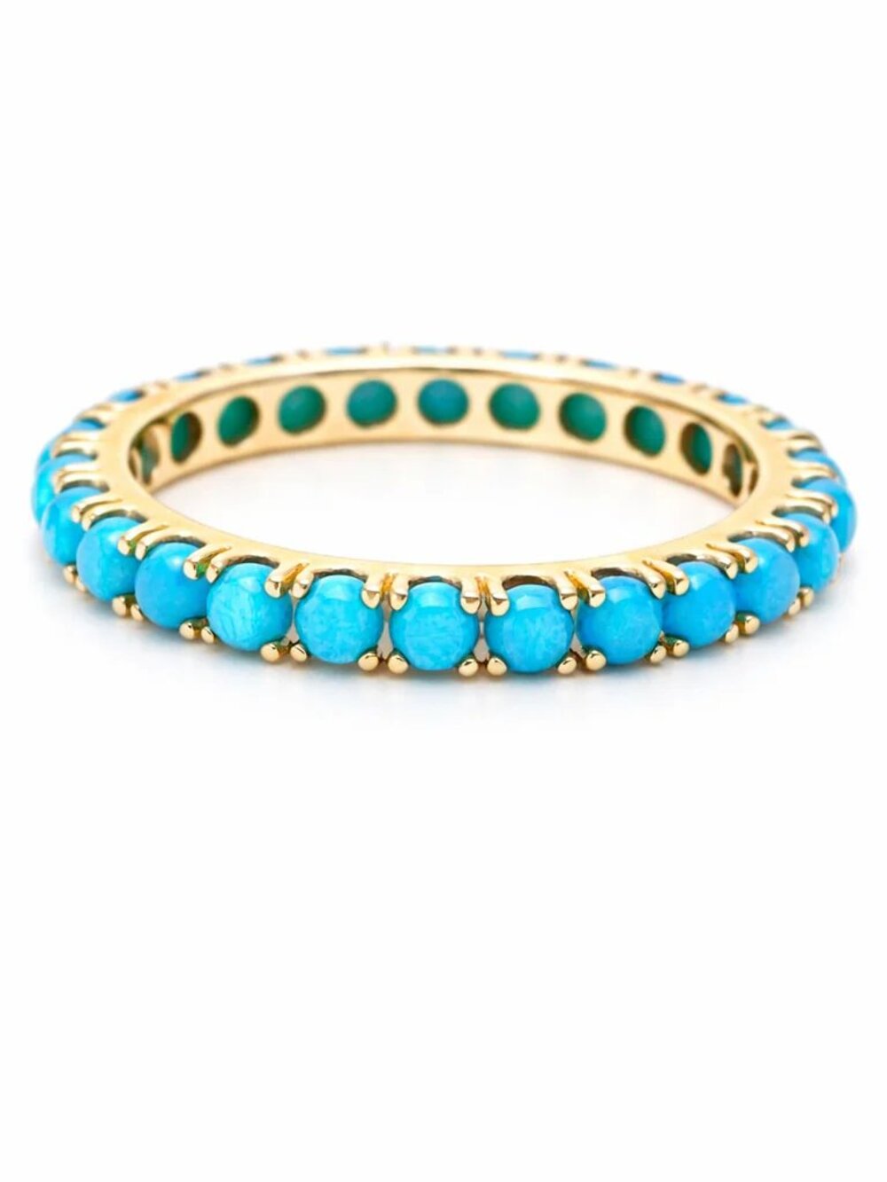 Round Turquoise 14K (18K Custom) Eternity Stackable Band Ring